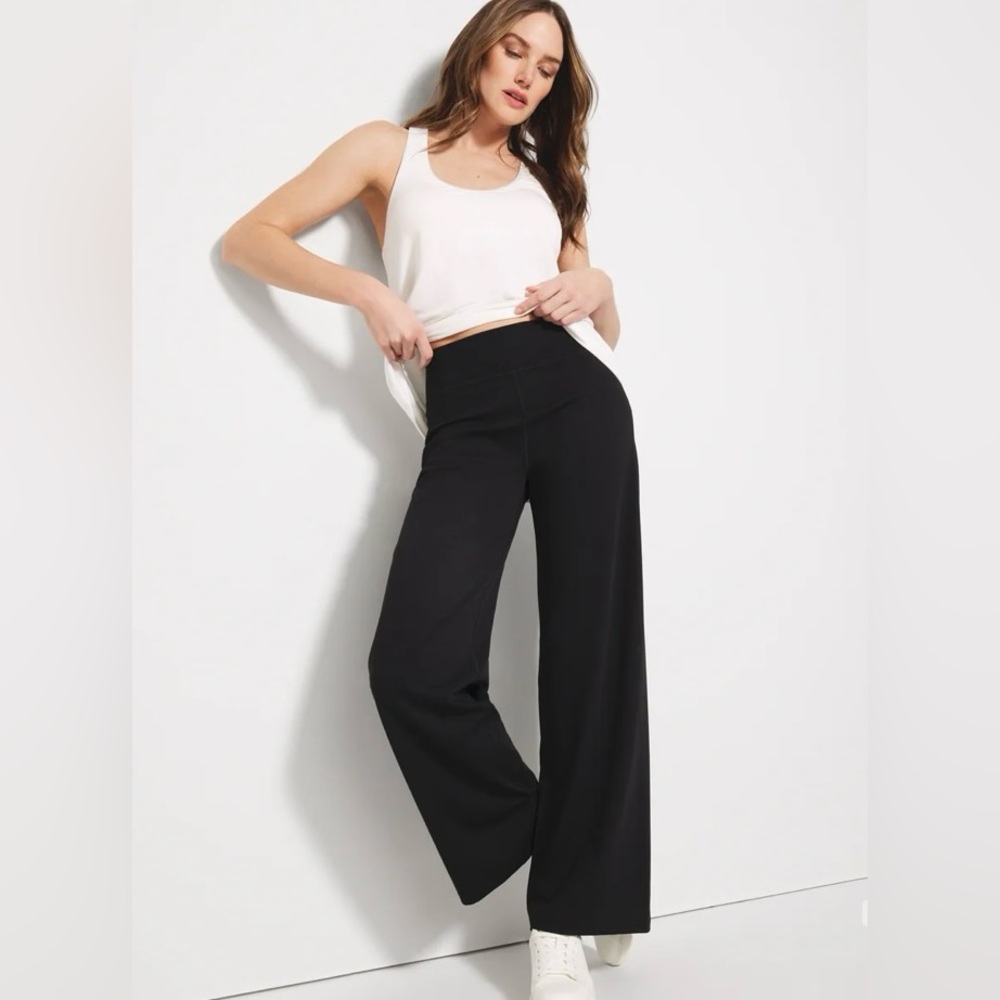 🆕 Soma Intimates High-Waist Wide-Leg Pants in Black • Size Small